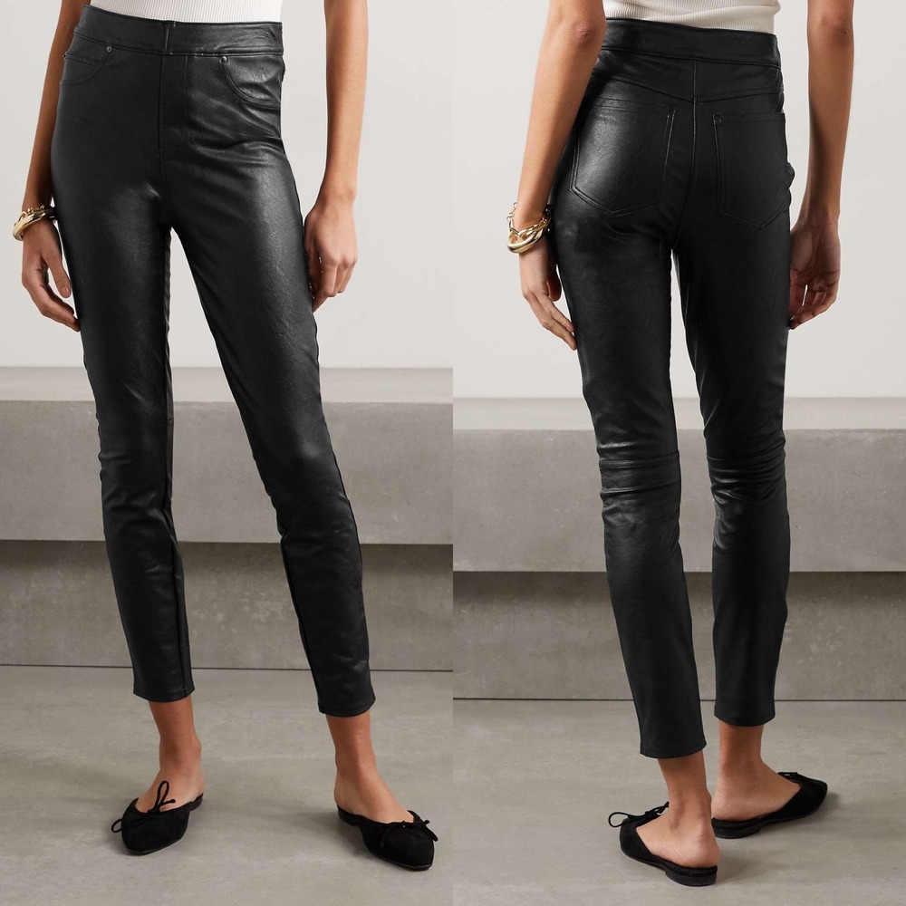Spanx Like Leather Faux‎ Skinny Pants M Black Pull On Slimming Punk Rock Grunge